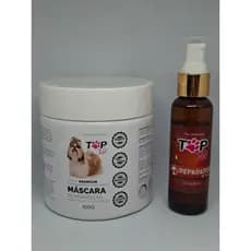Kit Máscara Premium De Hidratação e Óleo Reparador De Pelos Para Pets Cães e Gatos Top Vet