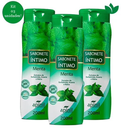 Kit 03 Sabonete Feminimo Íntimo MENTA Apinil Cosméticos