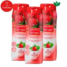 Kit 03 Sabonete Feminimo Íntimo Morango Apinil Cosméticos