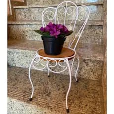 Mini Cadeira De Decoração Suporte Para Vaso Em Ferro E Madeira Banco Assento Infantil