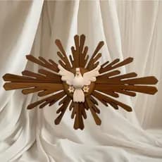 Lindo Resplendor Divino Espírito Santo em Madeira Oval 37X58cm, casamento, batizado,decoração