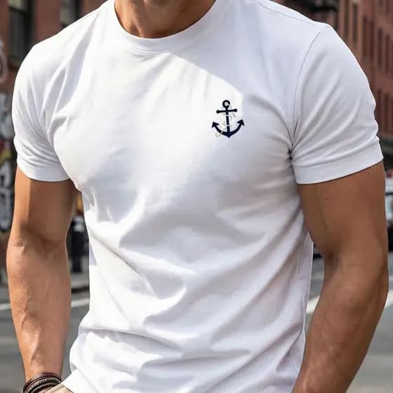 Camiseta Masculina Âncora Náutica 100% Algodão Premium Moda