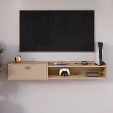 Rack Suspenso Sala Tv 1.50 cm Home Decoração Sala Quarto nicho 1 Porta  para Tv's de até 55 Polegadas