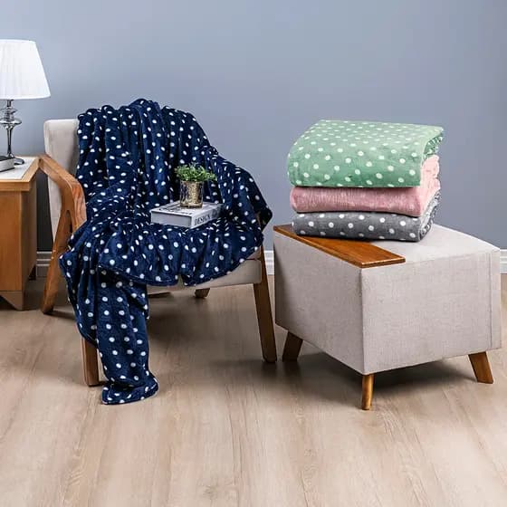 Manta Cobertor Soft Microfibra Petit Poá Plush Flannel SOLTEIRO CASAL QUEEN