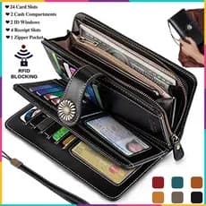 RFID Moda Feminina Vintage Grande Capacidade Zipper Carteira Longa De Couro Genuíno Casual Para Senhoras 2 Estilos À Escolha