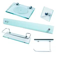 Kit Acessórios Para Banheiro em Vidro 05 peças Reto INCOLOR