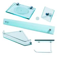 Kit Acessórios Para Banheiro em Vidro 05 peças Canto INCOLOR