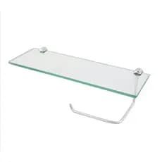 Porta papel higiênico em vidro INCOLOR 10x30cm com prateleira para celular