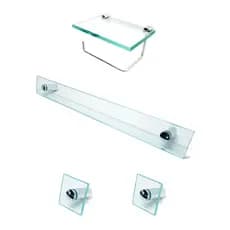 Kit De Acessorios P/ Banheiro 4 Pcs Em Vidro Incolor E-01