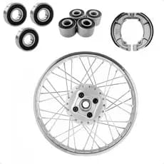 Roda Traseira Completa Titan 125 00/04 Fan 125 05/08 Raio 4mm + Rolamentos Lona de Freio Bucha Coroa
