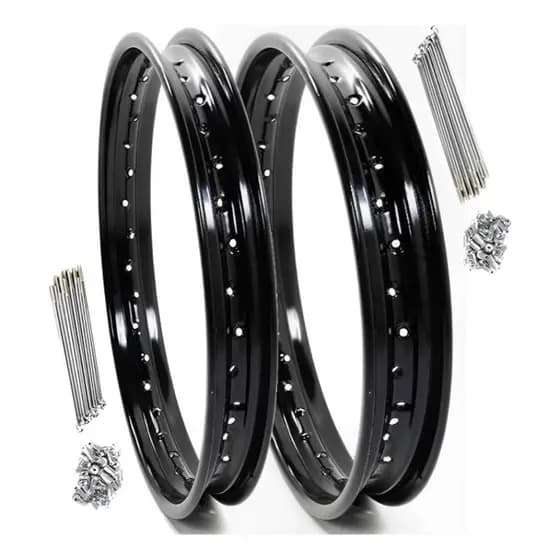 Par Folha Aro 18x1.60 Aço Preto + Jogo Raio Cromado 4mm Titan Fan 125 150 160 Tambor 2x1.60