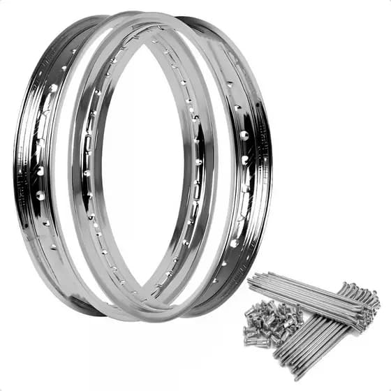 Par Folha Aro 18 Aço Cromado + Jogo Raio Cromado 4mm CG 83/99 Today Titan 125 95/99 Tambor
