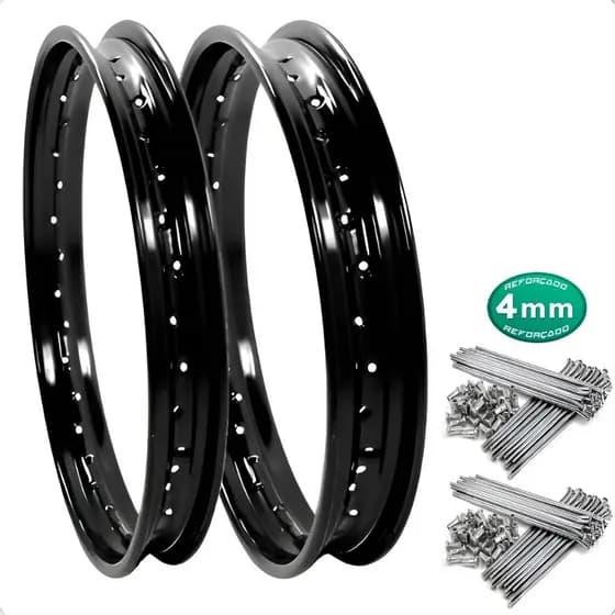 Par Aro Preto Aço Preto Bros 160 Xre 190 Esdd C/ Raios 4mm Cromado