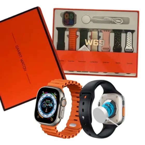 Relógio Inteligente Smartwatch 49mm com 7 Pulseiras Color W69
