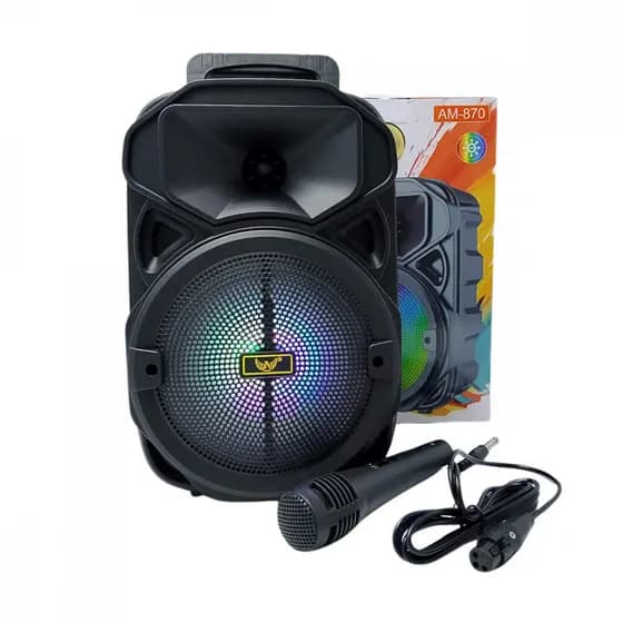 Caixa de Som Karaokê sem fio Bluetooth LED RGB com Microfone 30W Altomex AM-8210