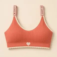 Sutiã Love Canelado Sem Costura Top Feminino Confortável Com Bojo Removível