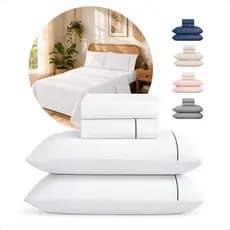 Jogo de Cama Lençol Toque Percal 300 Fios 4 Peças Roupa de Cama Soutache Premium