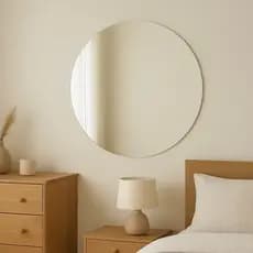 Espelho De Parede Redondo Lapidado Decoração Premium Sala Quarto Escritório Salão