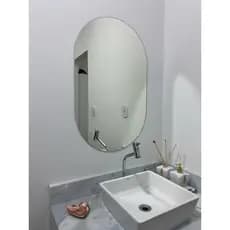 Espelho Oval para Parede Decoração Para Quarto Sala Salão Escritório Clinica 80cm Vidro Lapidado