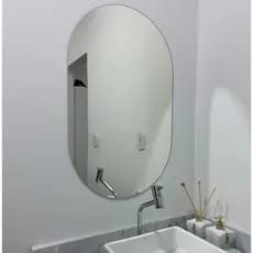 Espelho Oval de Parede Vidro Lapidado Decoração Quarto Sala Banheiro para Maquiagem  50x40 e 80x50