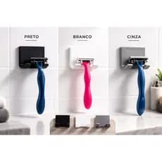 Kit de Suporte Para Lâmina de Barbear parede Autocolante Preto Cinza Branco