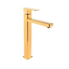 Torneira Banheiro Luxo Bica Alta  Água Fria Metal Inox Prata/Dourado/Preto 1/2