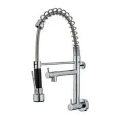 Torneira De Cozinha Parede Gourmet Flexivel Metal Inoxidavel Preto Fosco - Prata Brilho