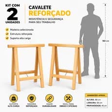 2 Cavaletes Studio De Madeira Para Mesa De Escritorio 80X50