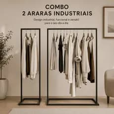 Arara Preta Reforçada em Ferro/ 150cm Organizar Cabideiro Moderna Oferta