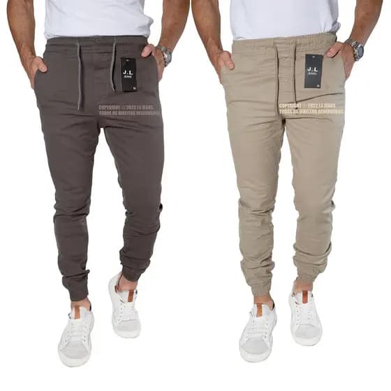 Kit 2 Calça Masculina Jeans Sarja Jogger Com Punho Elastico