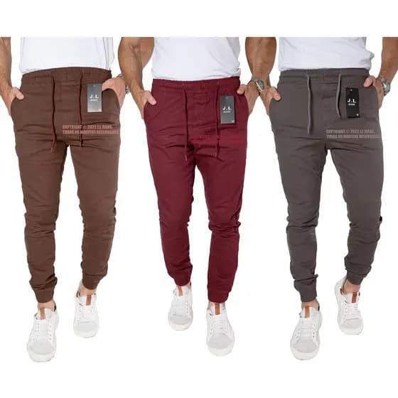 Kit 3 Calças Jeans Camuflada Masculina Jogger Com punho Promoça0