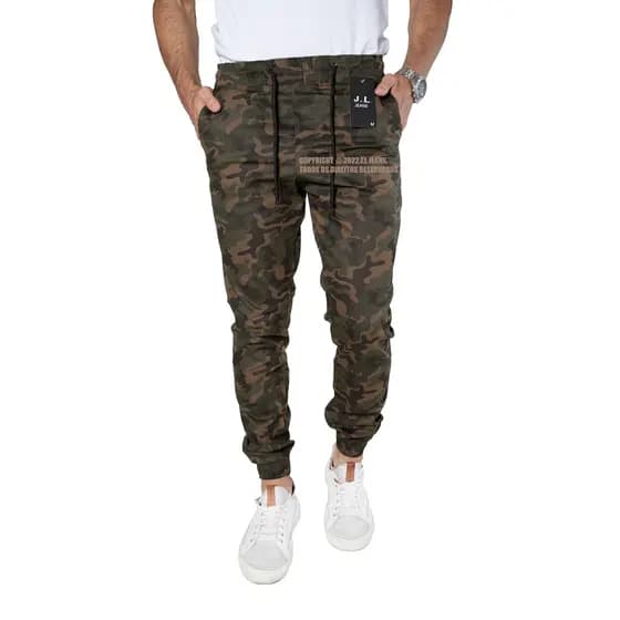 Calças Jeans Camuflada Sarja Masculina Jogger C/ Punho Lycra2022