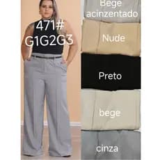 calça de plus pantalona tecido Marrante pantalona sem cinto com zíper liso