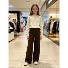 calça wide leg sarja  infantil juvenil feminina menina