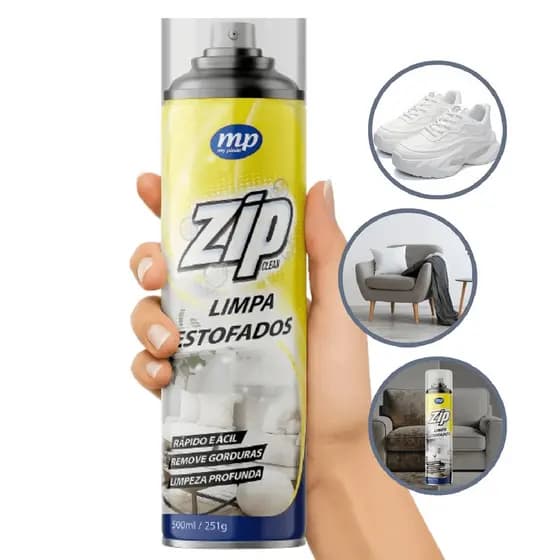 Limpa Estofado Spray Zip 300ml Limpa Seco Carro Sofa Tapete