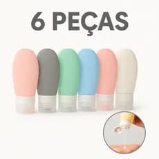 Kit 6 Frascos Para Viagem Porta Shampoo Creme Sabonete Líquido Plástico Líquido Portátil 70ml