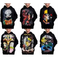 Blusa De Frio Moletom Infantil Anime Naruto Sasuke Akatsuki Itachi kakashi demon slayer one piece
