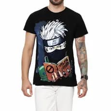Camisa Camiseta Anime Adulto infantil Kakashi Naruto Algodão
