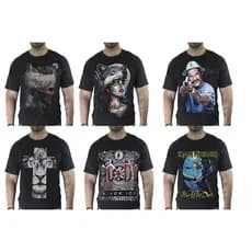 Kit 10 Camisetas Bandas de Rock Algodão Estampas Frente e Costas Iron Maiden Guns ACDC Metalica