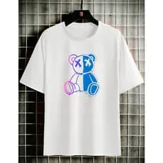 Camisa Branca Estampada Unissex Camiseta Branca Gola Redonda 100% Algodão 30.1