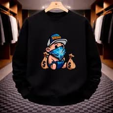 Blusa De Frio Moletom Gola Creca  Estampado Moletom Sem Capuz Gola Redonda