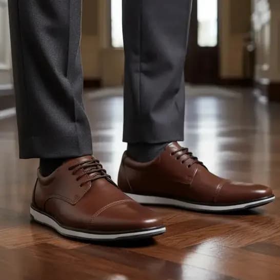 Sapato Oxford  Masculino Casual Cor Café Sapato Social Moderno Confortável Antiderrapante Elegante