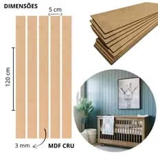 Kit 20 Ripa Mdf 120x5 Painel Shiplap Decoração Mdf Parede