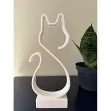 Estátua Gato Minimalista decorativa