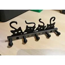 Porta‑Chaves Gatinhos – 6 Ganchos com Suporte de Parede em Impressão 3D