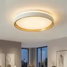 Luminária Teto Moderna Plafon Sobrepor Redondo Três Tons Branco Led Sala Quarto Escritório Dourado