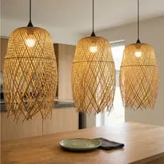 Lustre Pendente Bambu Rústico - Maragogi 55cm - Palha Bivolt - Unidade/Kit