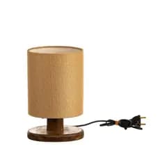 Abajur de Mesa Rústico Madeira Cúpula Creme Decorativo Quarto Sala Escritório Nude
