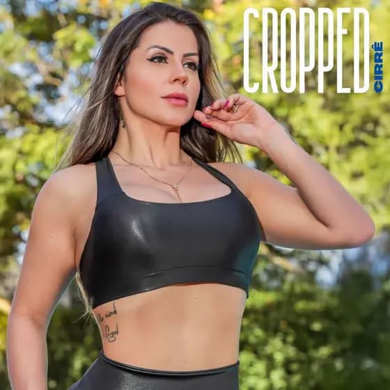 Cropped Cirrê Brilhoso Estilo Casual Academia Alças Cruzadas Bojo Removível Confortável Promoção