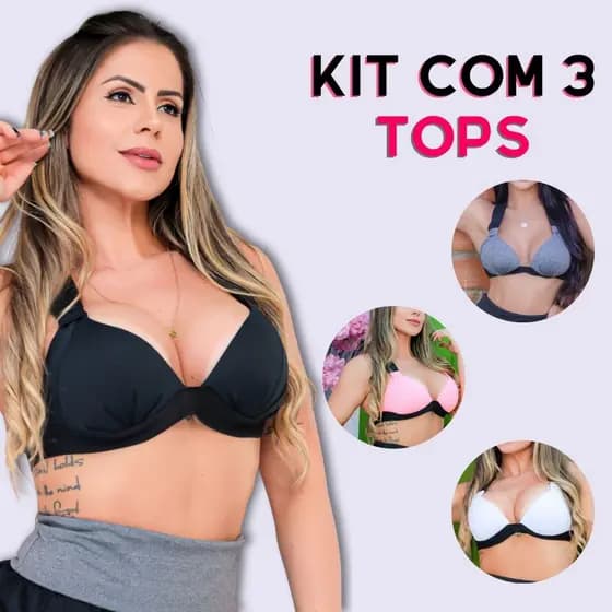 Kit 3 Top Combo Moda Verão Alças Largas Bojo Estruturado Fitness Academia Fresquinho Envio Imediato